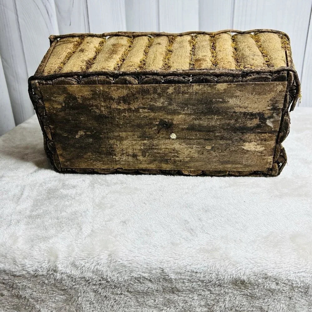 Decorative Wooden Basket Planter with Moss Look 15L x 7.5W x 6.5H